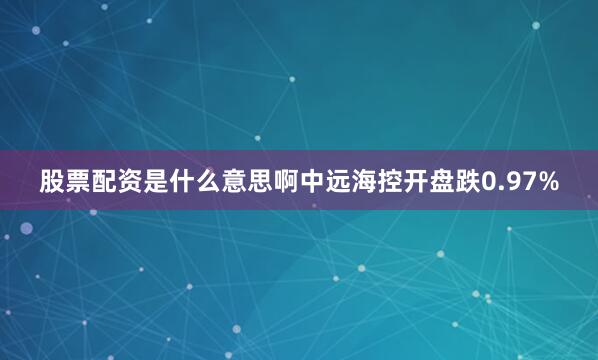 股票配资是什么意思啊中远海控开盘跌0.97%